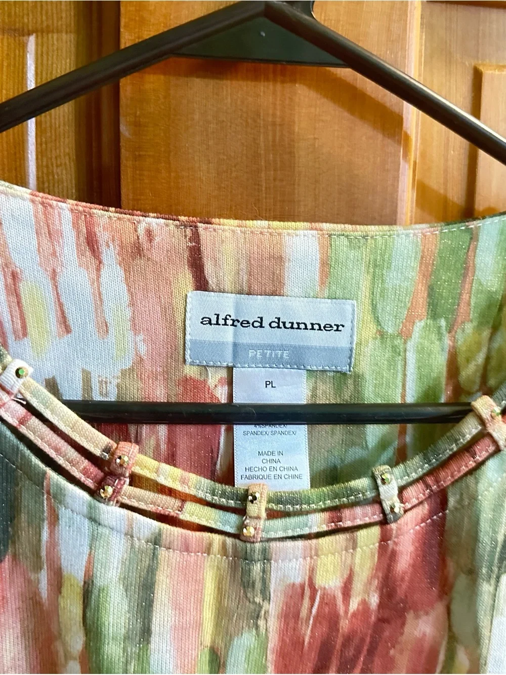 Alfred Dunner Multicolor Brushstroke Tunic Top - Green, Rust, Cream